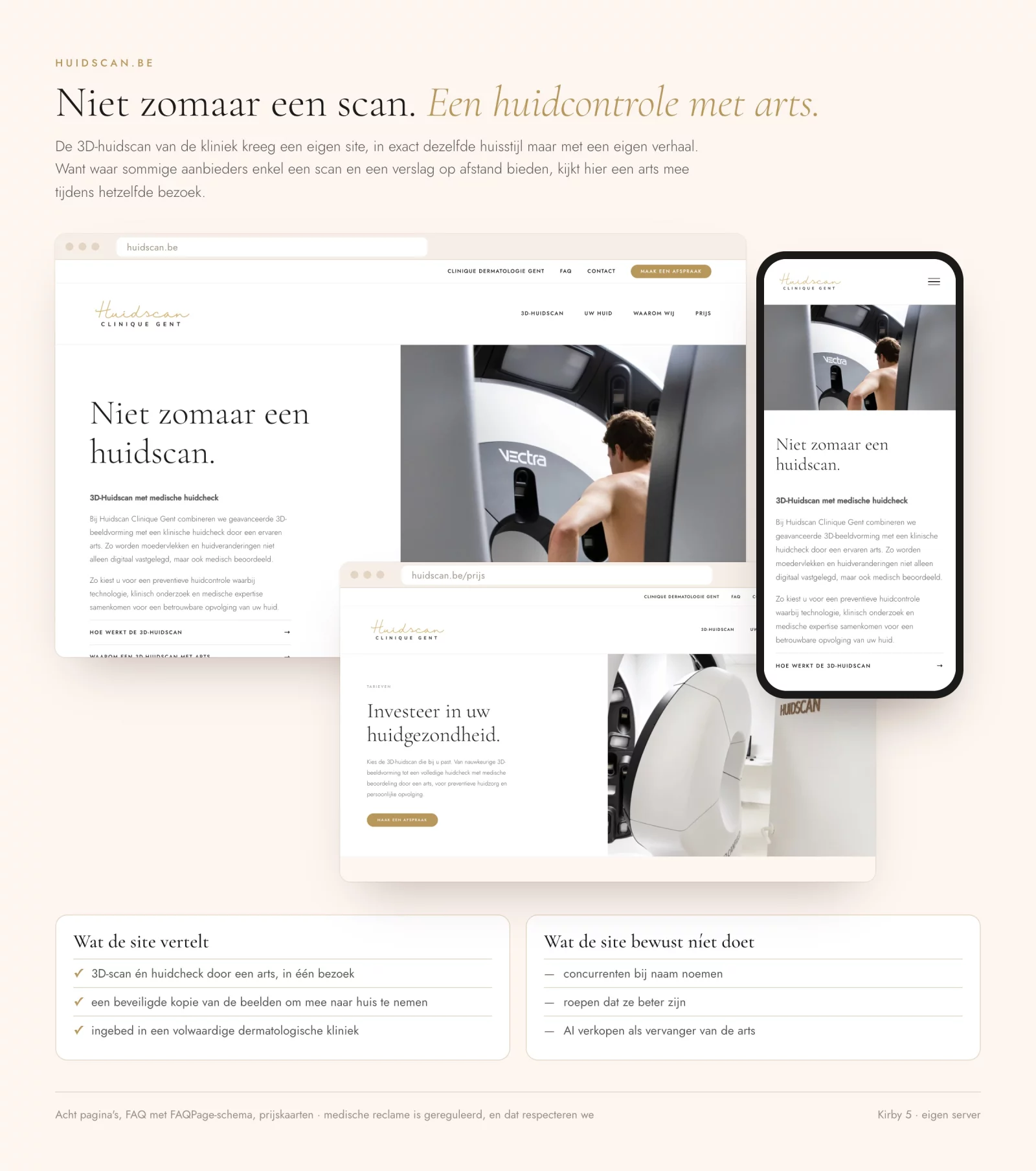 The huidscan.be website on desktop and on a phone
