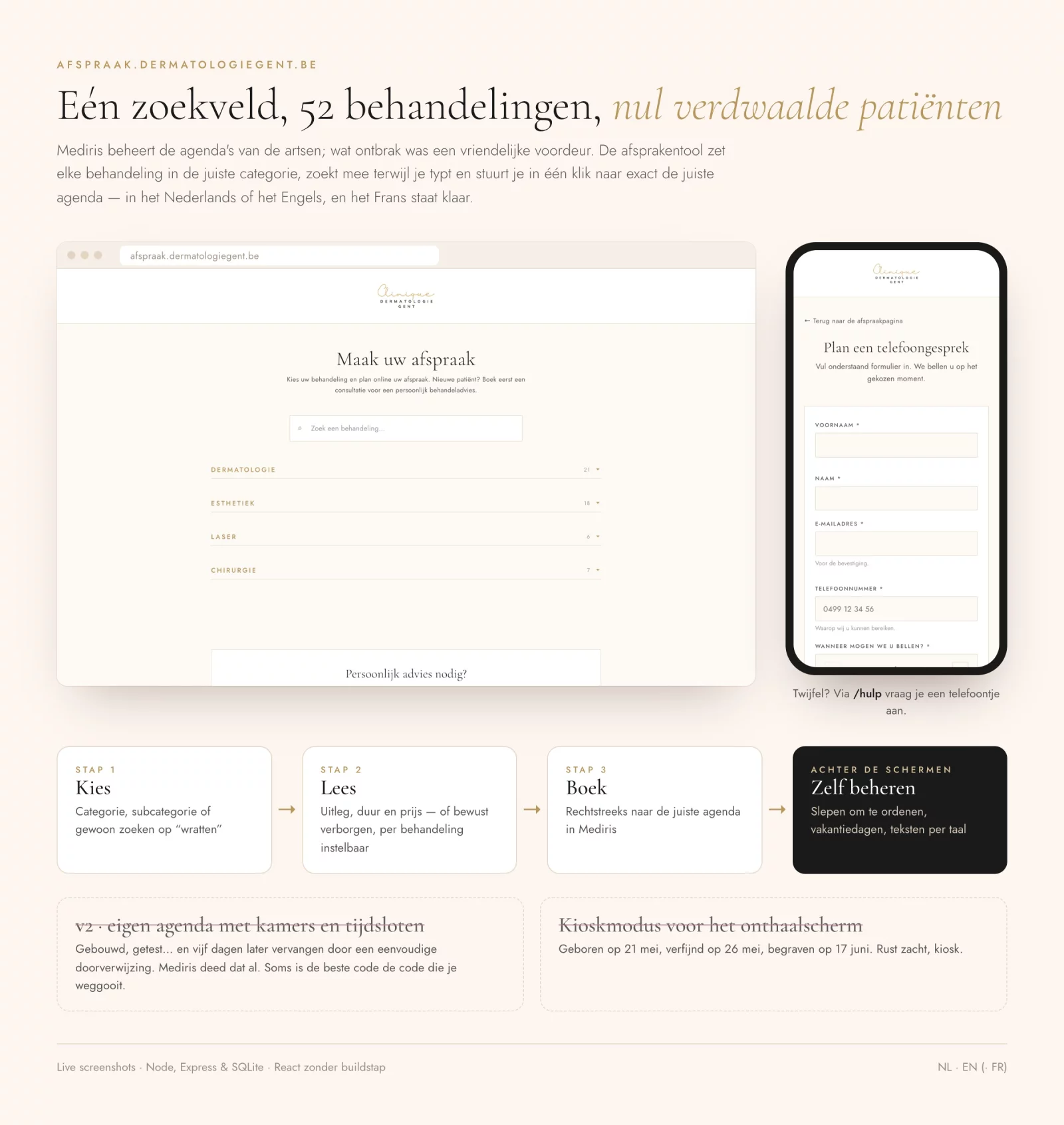 The appointment tool on desktop and the call-back form on a phone