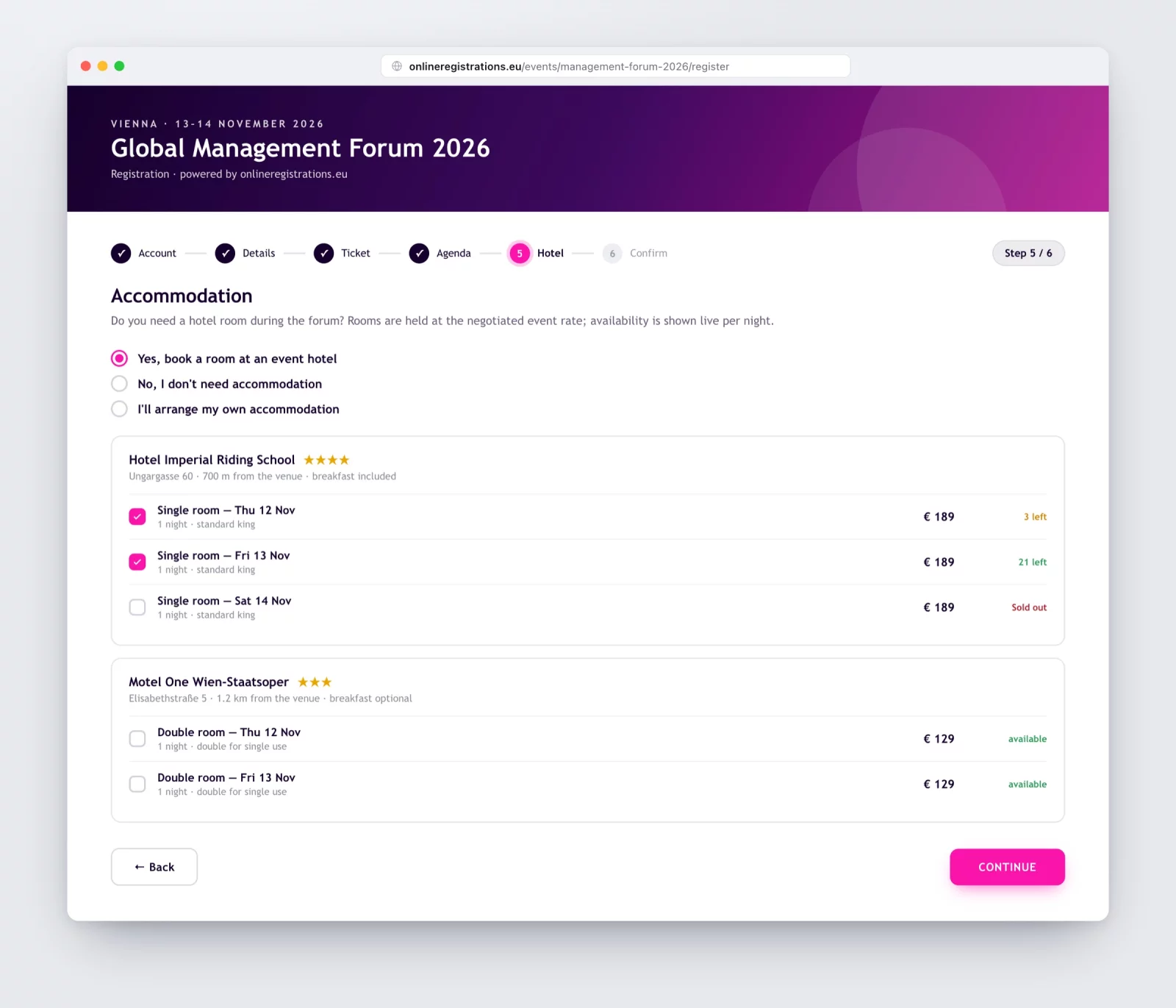 Hotelboeking in het formulier
