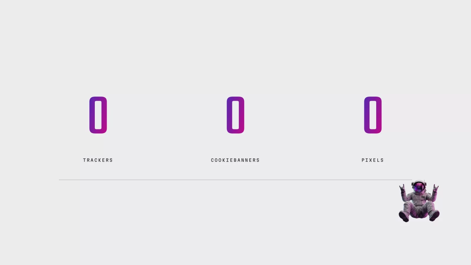 Tekening: drie grote nullen met de labels trackers, cookiebanners en pixels