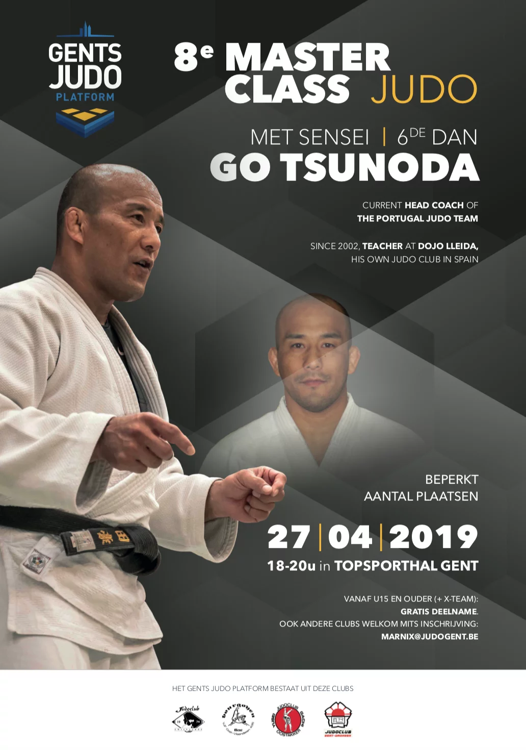 Poster for the 8th Judo Master Class with sensei Go Tsunoda on 27 April 2019