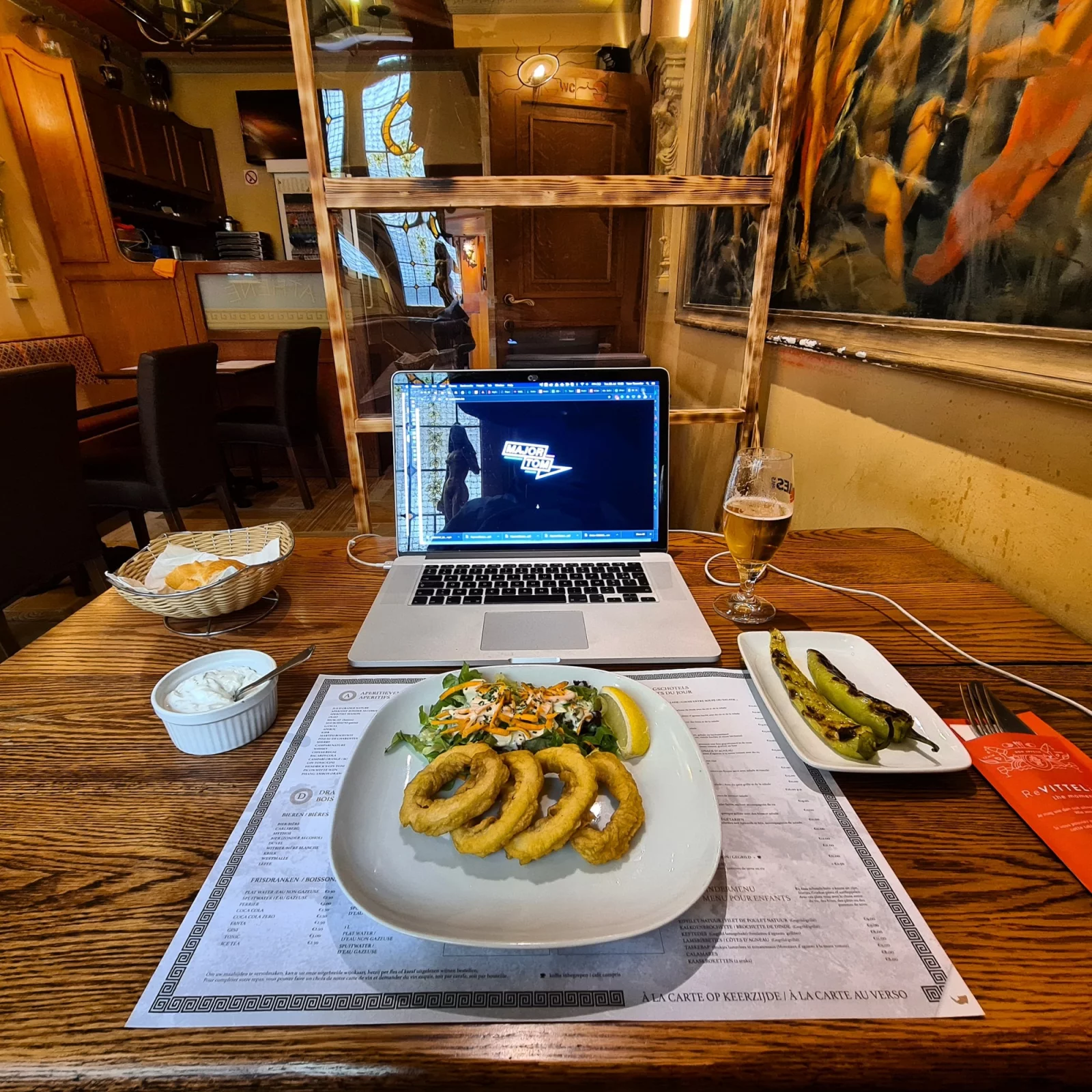 The menu is under your plate