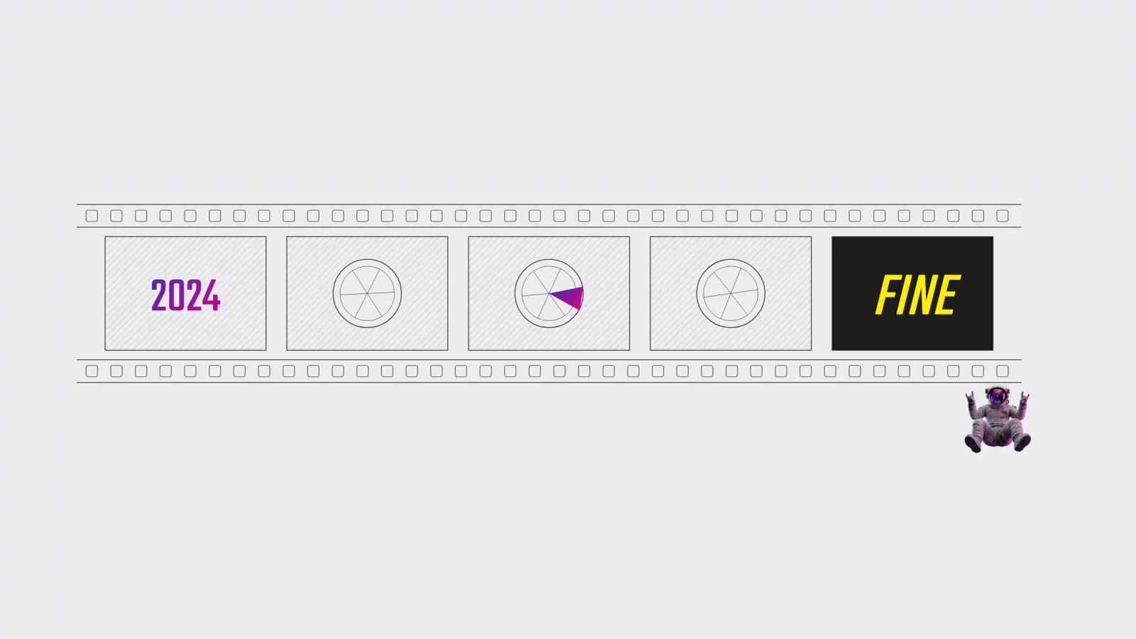 Diagram: a film strip that starts with 2024 and ends with the word Fine