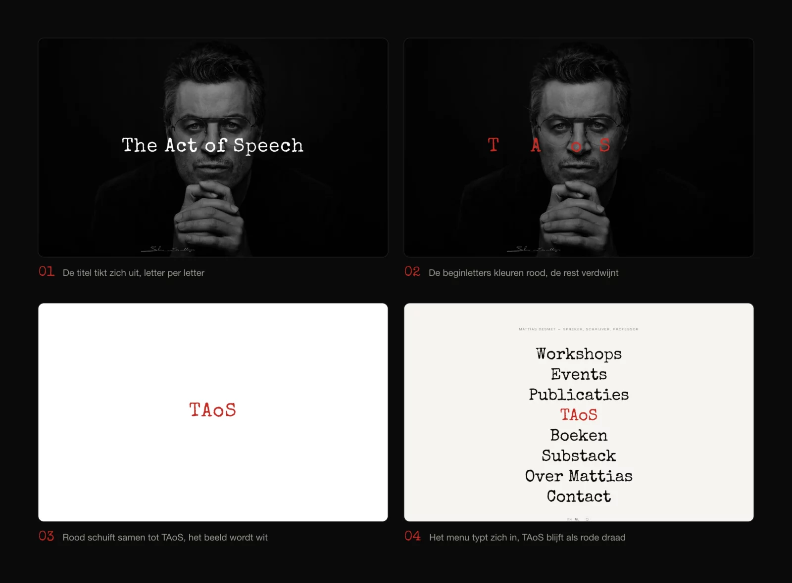 The intro animation in four steps